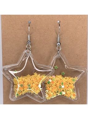 PVC Star Confetti Dangle Earrings Fashion Jewelry